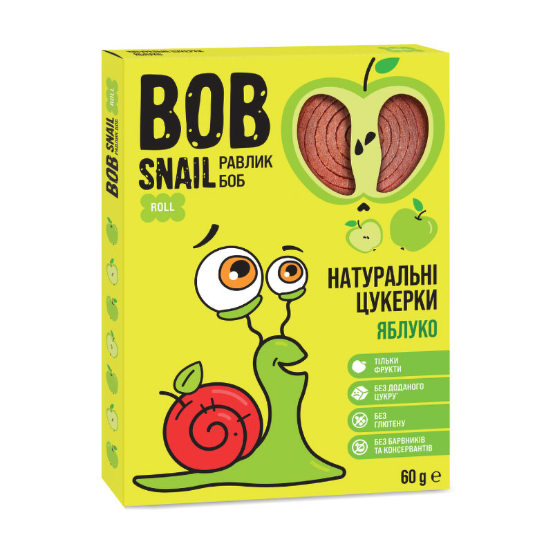 Натуральні цукерки Bob Snail Яблуко, 60 г